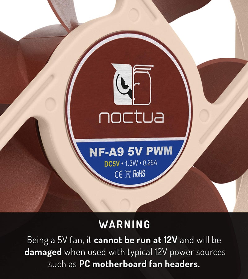 Noctua NF-A9 5V PWM, Premium Quiet Fan with USB Power Adaptor Cable, 4-Pin, 5V Version (92mm, Brown) - Image 3